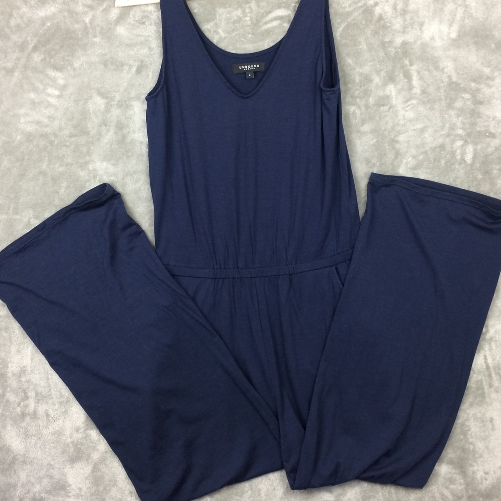 Unbound Merino Travel Jumpsuit Merino Wool Blue Wide Leg Lightweight Capsule